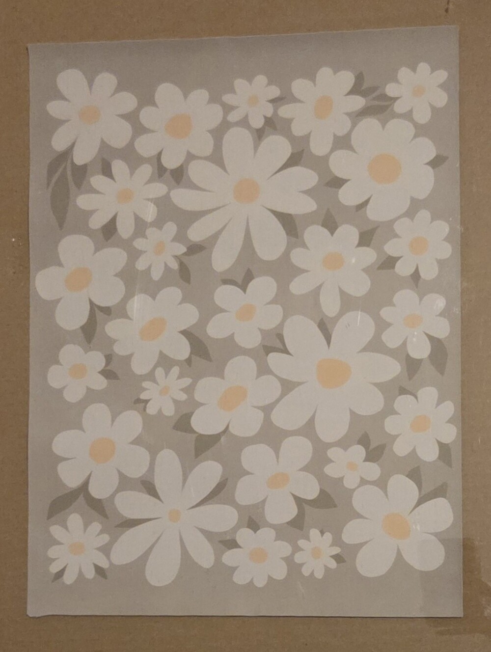 Unframed Floral Daisy Wall Art Print in Green And White